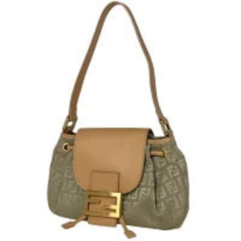 Fendi Shoulder Zucchino Beige Bag Canvas Handbag - Picture 2 of 7